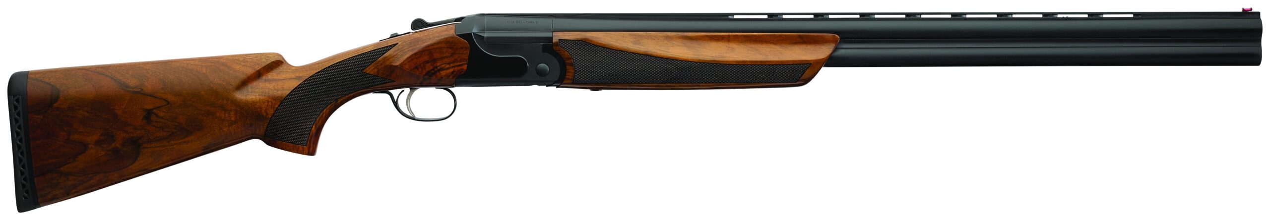 Charles Daly 202E over/under shotgun with black receiver and checkered walnut stock