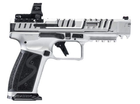 Canik SFx Rival-S 9mm, 5" Barrel, 18-Round, Chrome with MO2 Red Dot