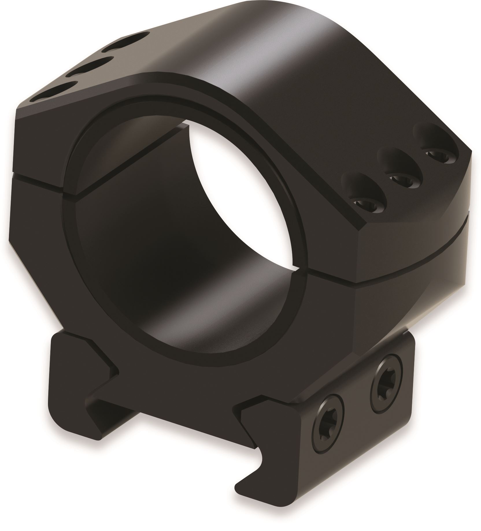 Black Burris 30mm scope ring with Picatinny rail clamps, 1.00 height