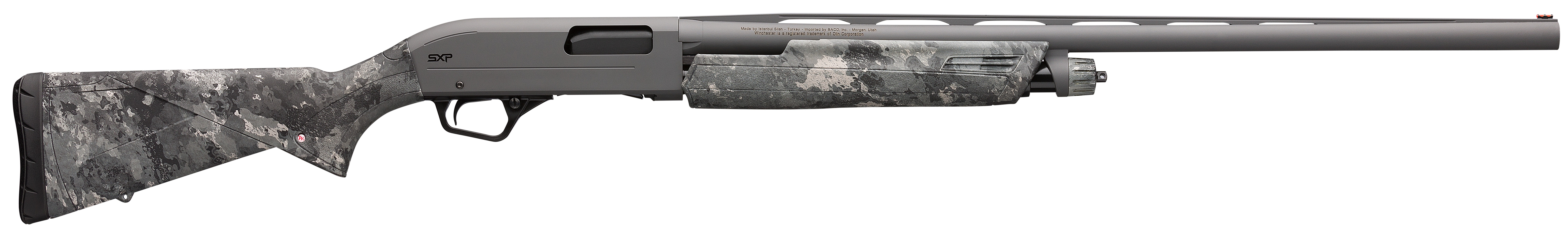 Winchester SXP Hybrid Hunter 20 gauge pump shotgun with gray receiver and camo stock