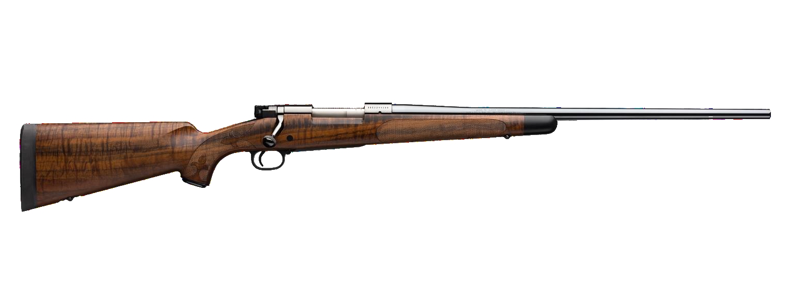 Winchester Model 70 Super Grade bolt-action rifle with figured walnut stock and blued barrel