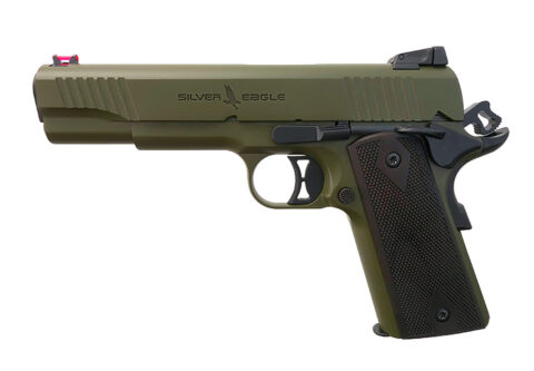 T R Imports 1911 45 ACP, 7-Round, Green Cerakote, Walnut Grips