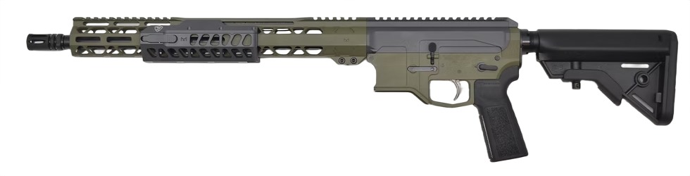 Bilson BA-15FC 300 Blackout rifle with green and gray finish, M-LOK handguard and B5 stock