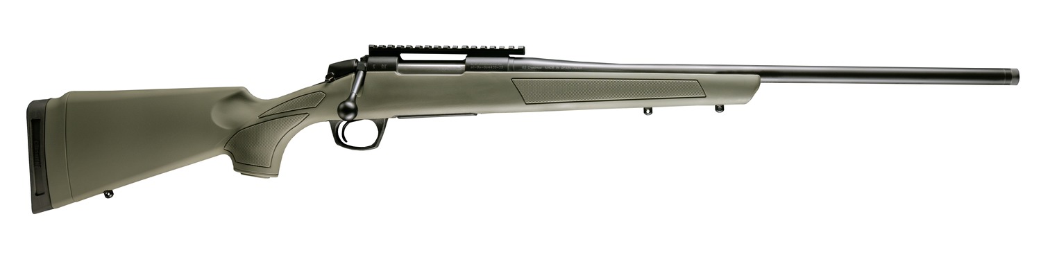 CVA Cascade bolt-action rifle with black barrel and action and OD green synthetic stock