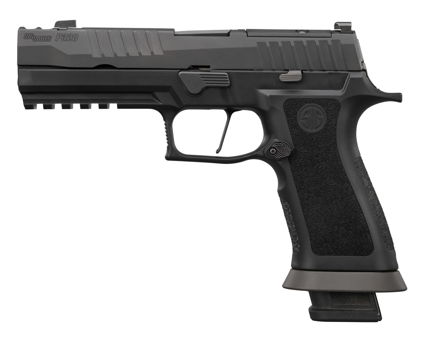 SIG Sauer P320 M.O.D. X pistol in matte black, right side view