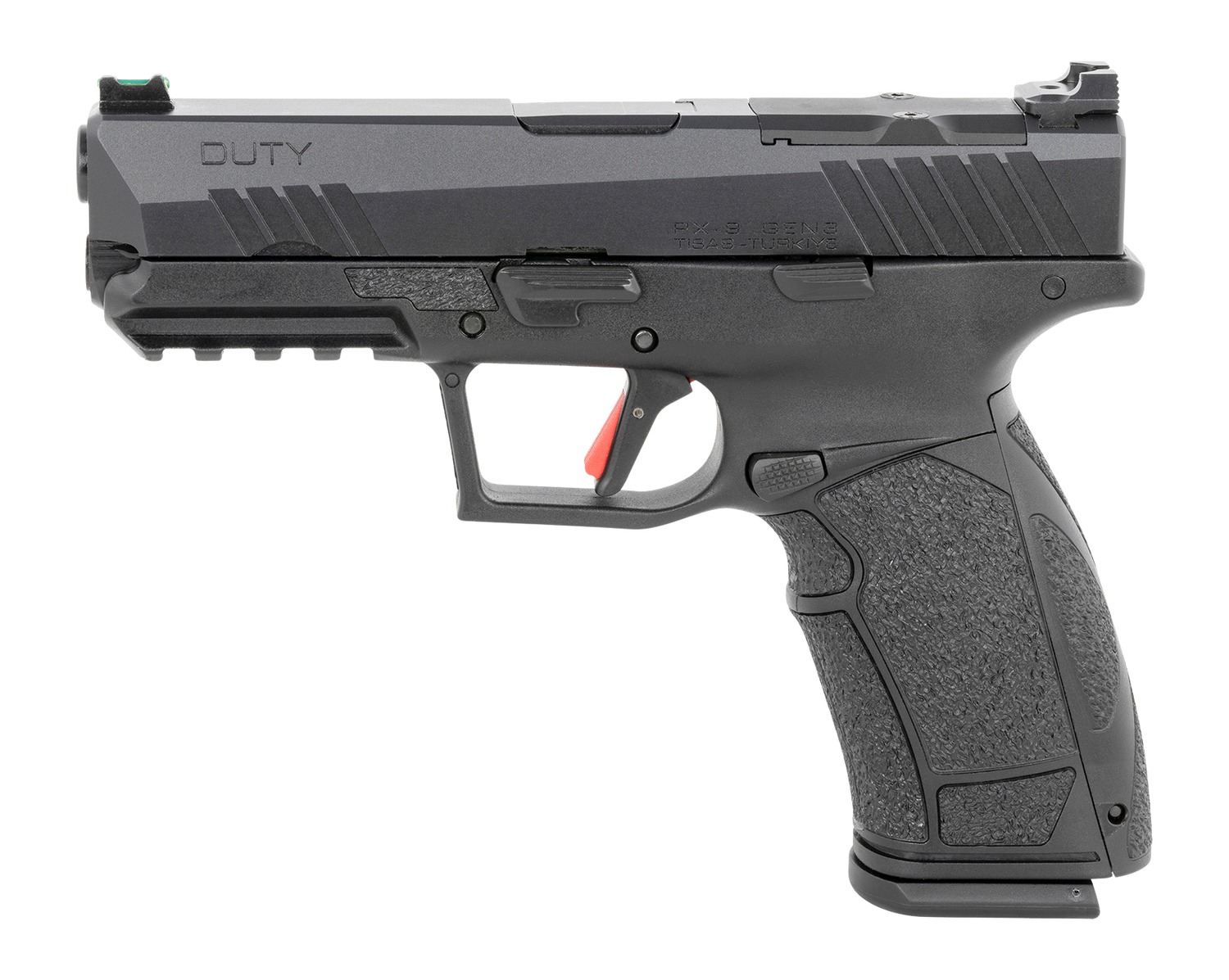 Tisas PX-9 Duty pistol left side view in black polymer and carbon steel