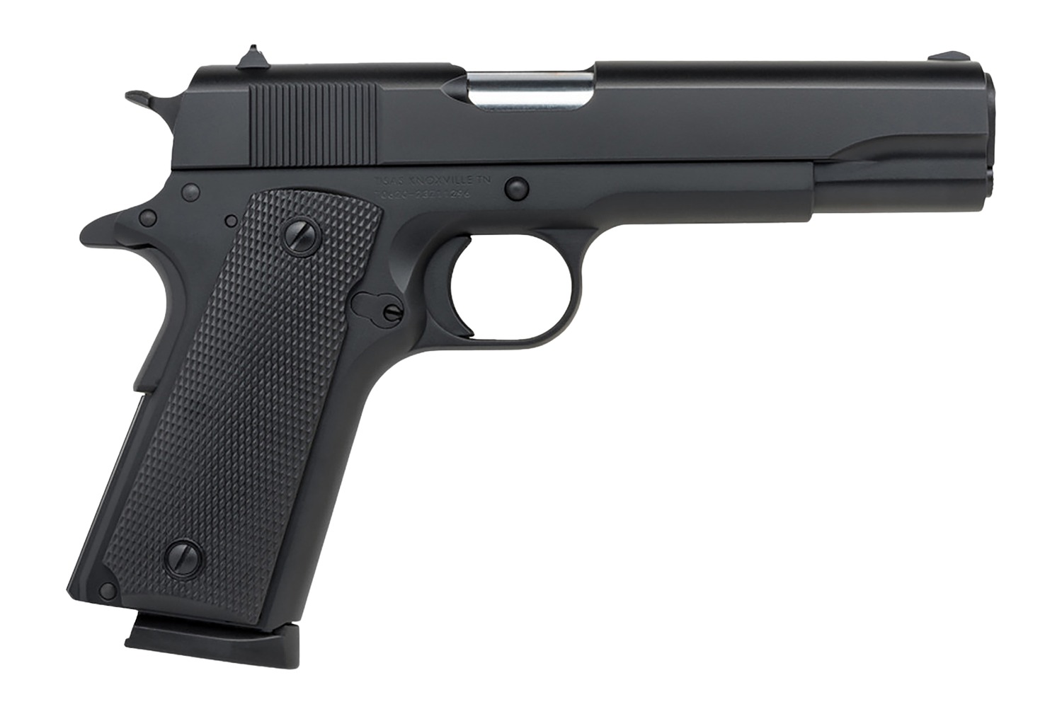 Tisas 1911A1 Service 9mm pistol with black finish and black grips, left side