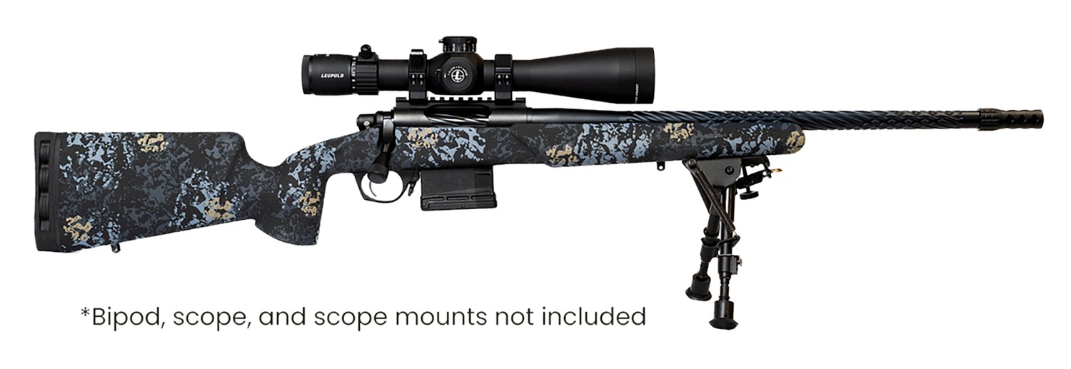 Horizon Vandal Prime bolt rifle with camo stock and fluted barrel; scope and bipod not included