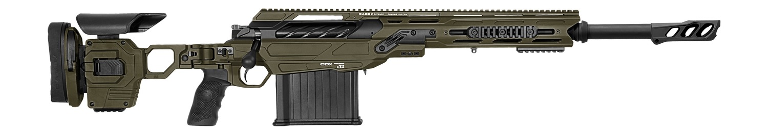Cadex CDX-50 Tremor bolt-action rifle with OD green folding stock and black barrel and receiver