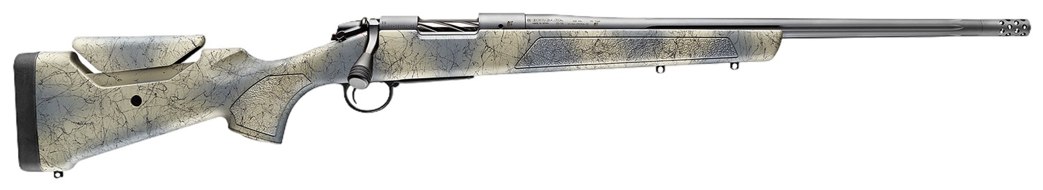 Bergara B-14 Wilderness Sierra bolt-action rifle with camo stock and fluted threaded barrel
