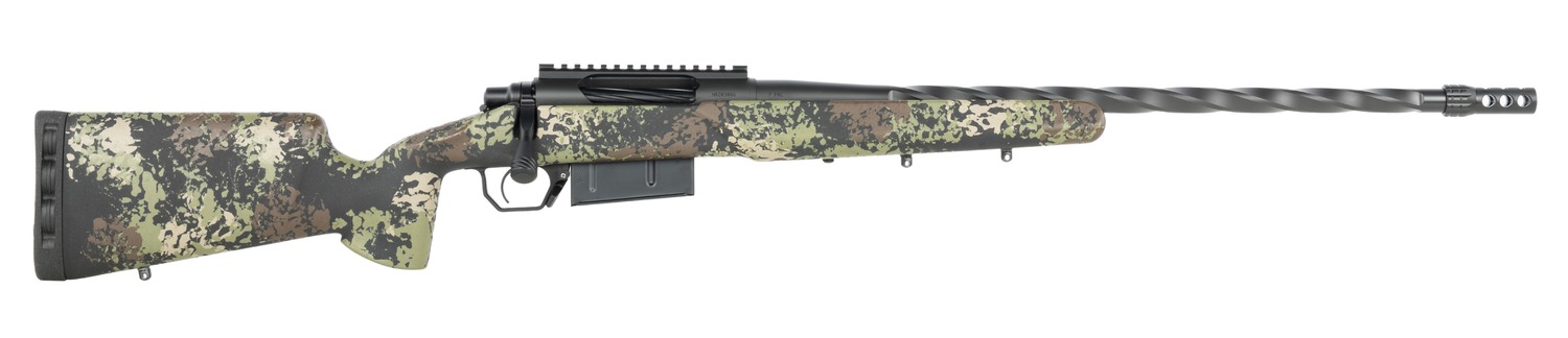 Horizon Bandit bolt-action rifle with camo stock, bolt and fluted black barrel