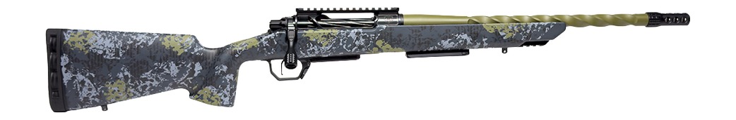 Horizon Venatic 2 bolt-action rifle with camo stock and green fluted barrel