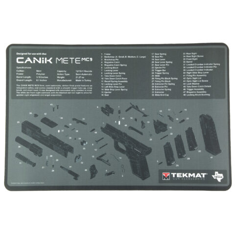 TekMat Cleaning Mat for Canik MC9, Black, 17 Inch