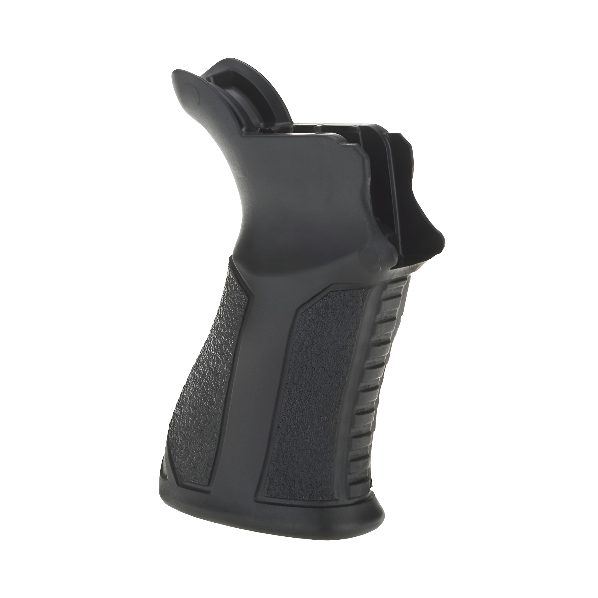 Black Adaptive Tactical ARKUS AR grip, side angle view on white background