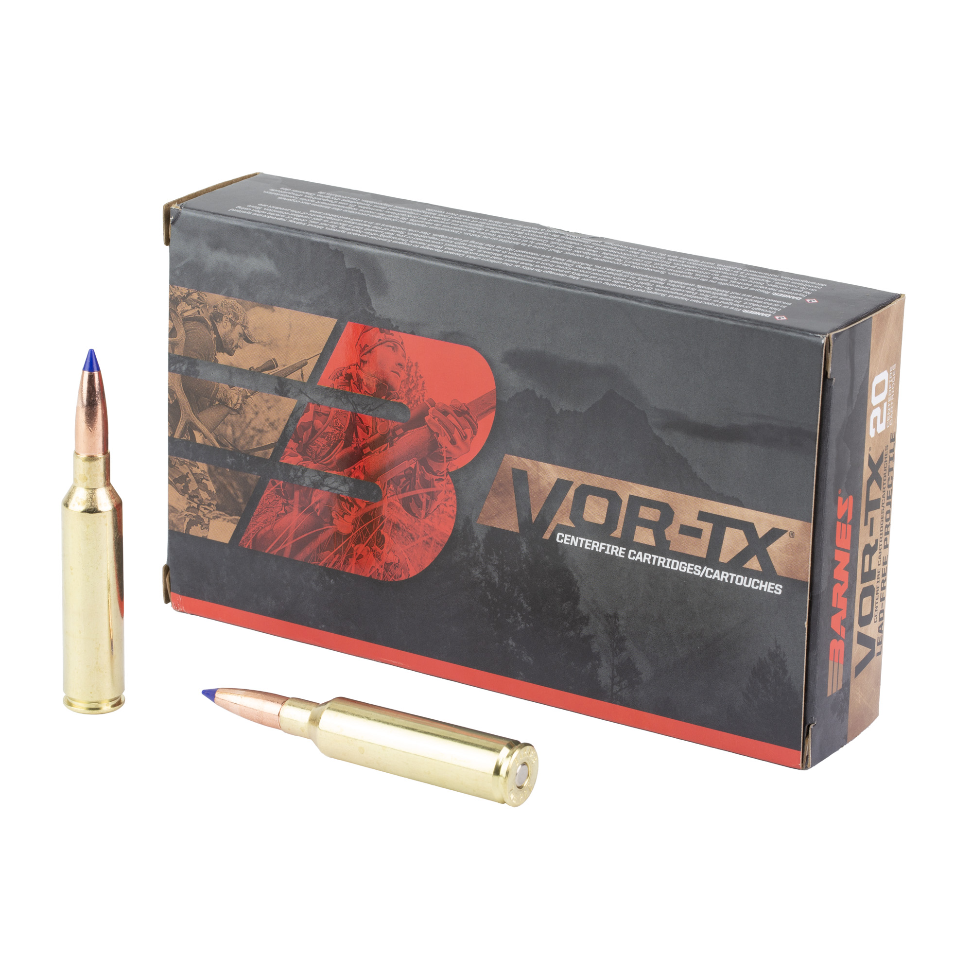 Barnes VOR-TX 7mm PRC 20-round box with two cartridges beside it