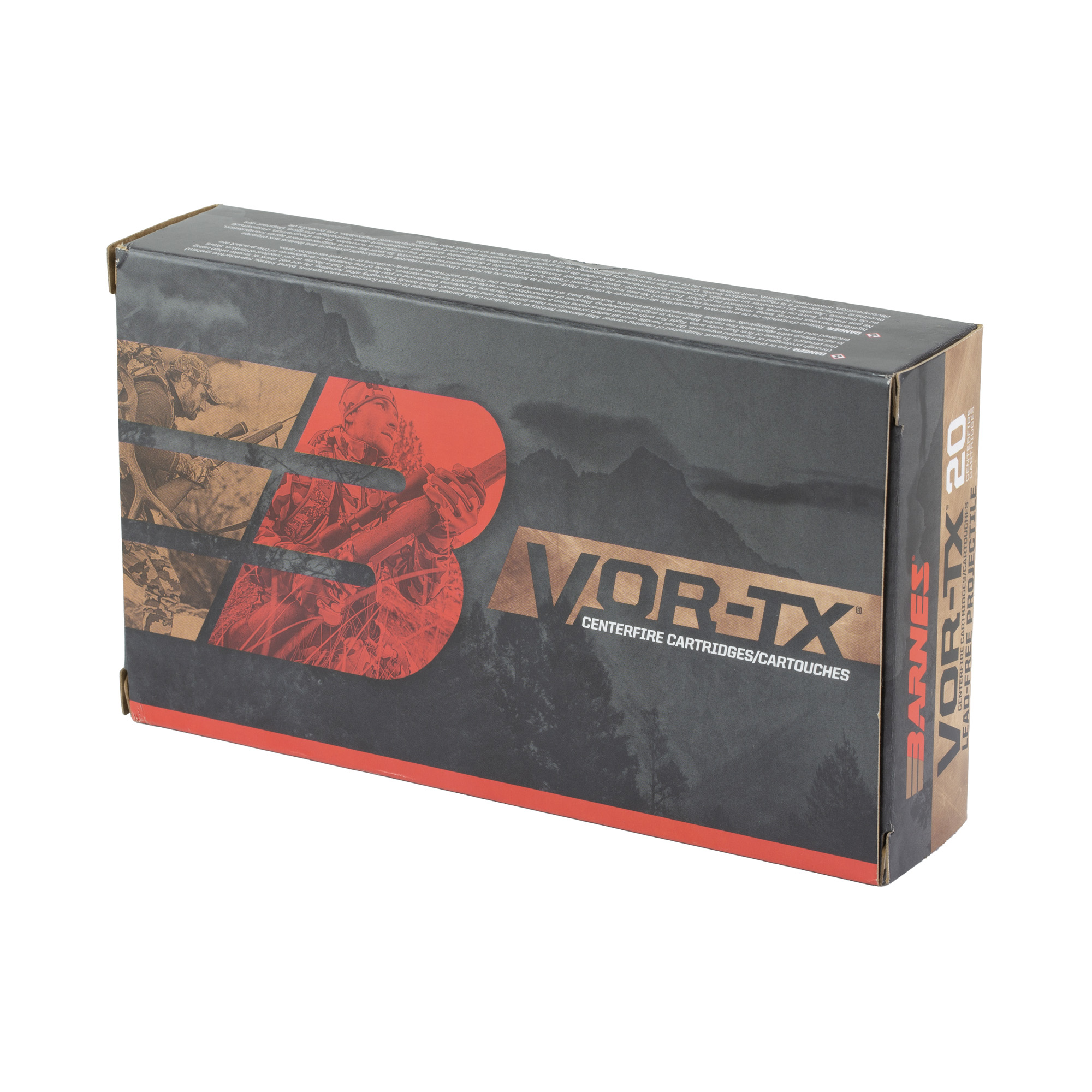 Rear angle of Barnes VOR-TX 20-round ammunition box