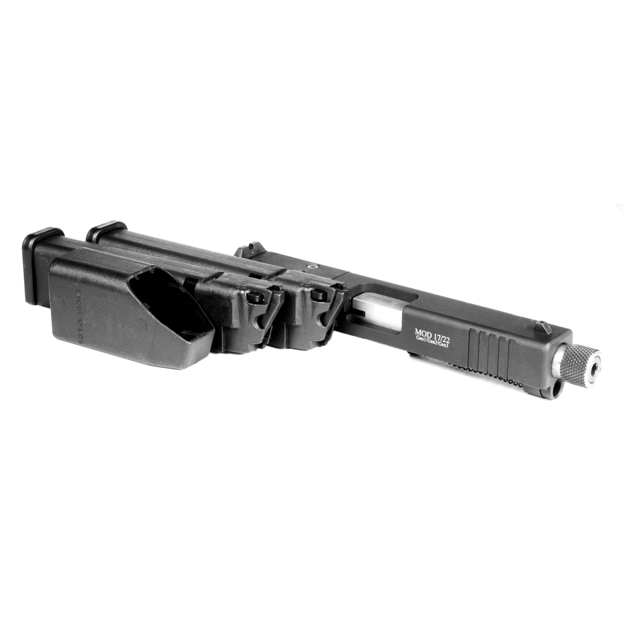 Advantage Arms 22 LR conversion slide with threaded barrel and two 15-round magazines
