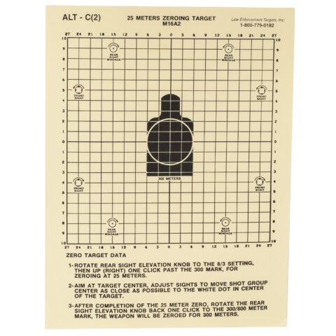 Action Target M16A2 25 Meter Zeroing Target, 100 Pack