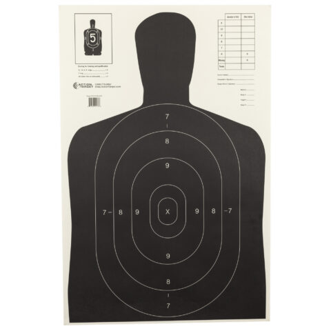 Action Target B-27E Economy Target, Black Silhouette, 100 Per Box