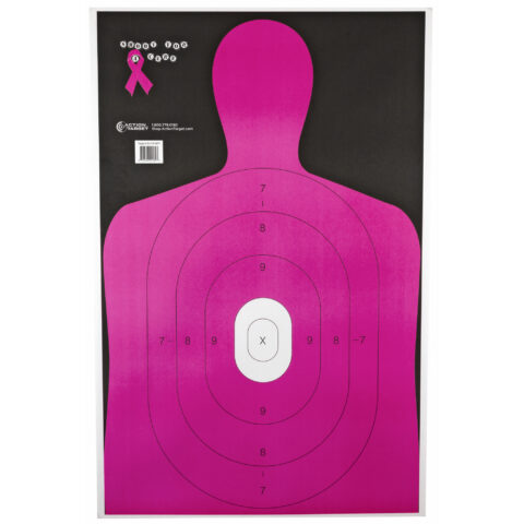 Action Target B-27E Shoot For The Cure Pink Silhouette Target, 23x35, 100 Pack