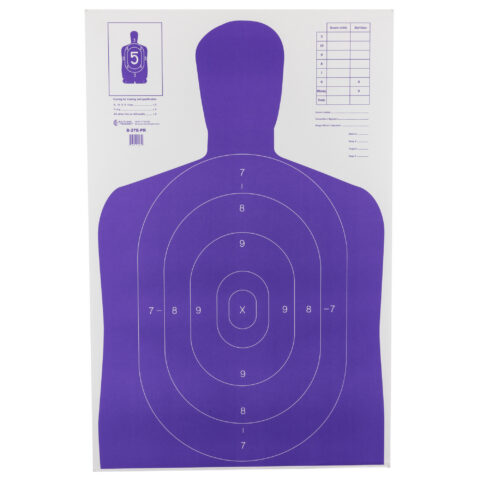 Action Target B-27E High Visibility Silhouette Target, Purple, 100 Pack