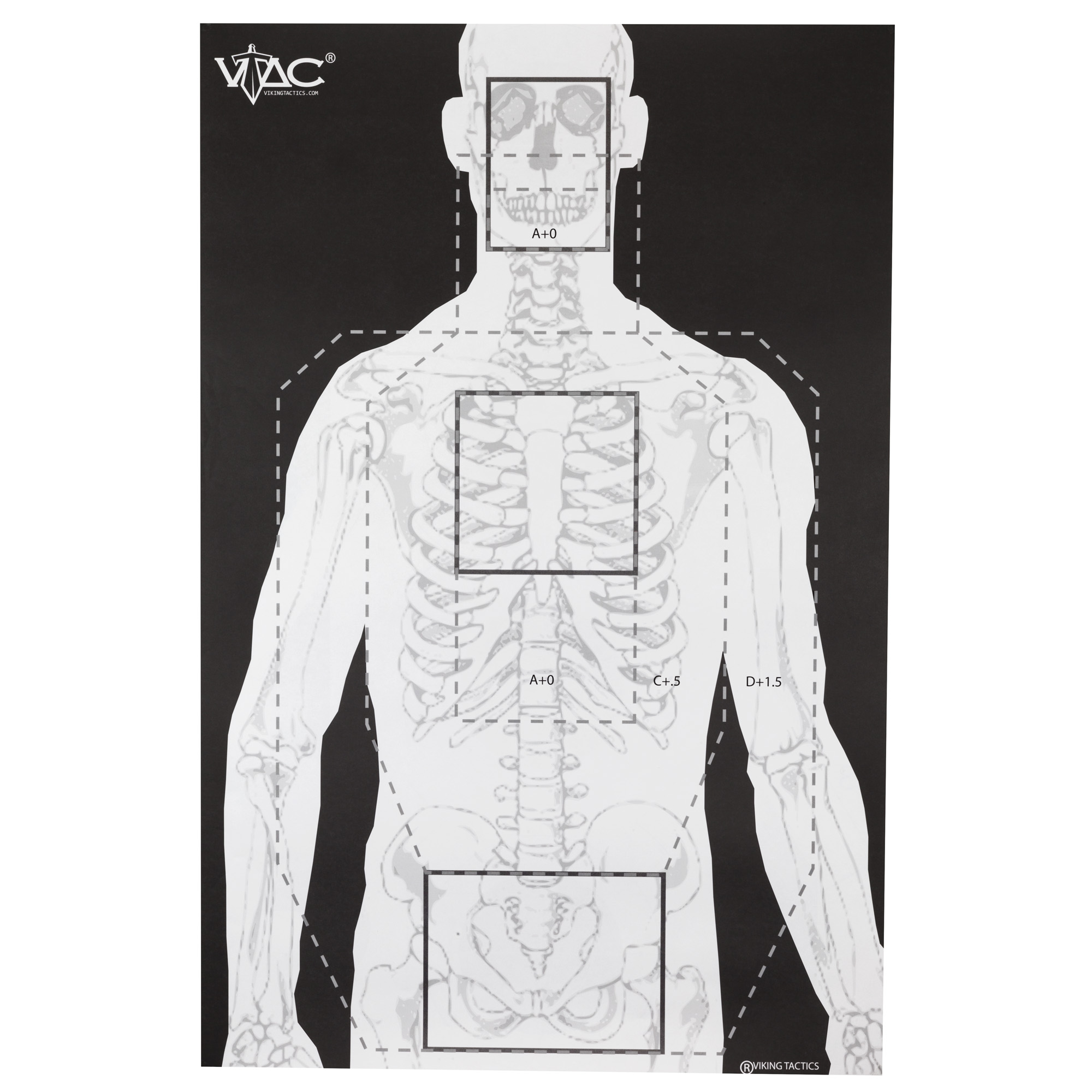 Viking Tactics VTAC-P silhouette side with visible skeleton and labeled scoring zones