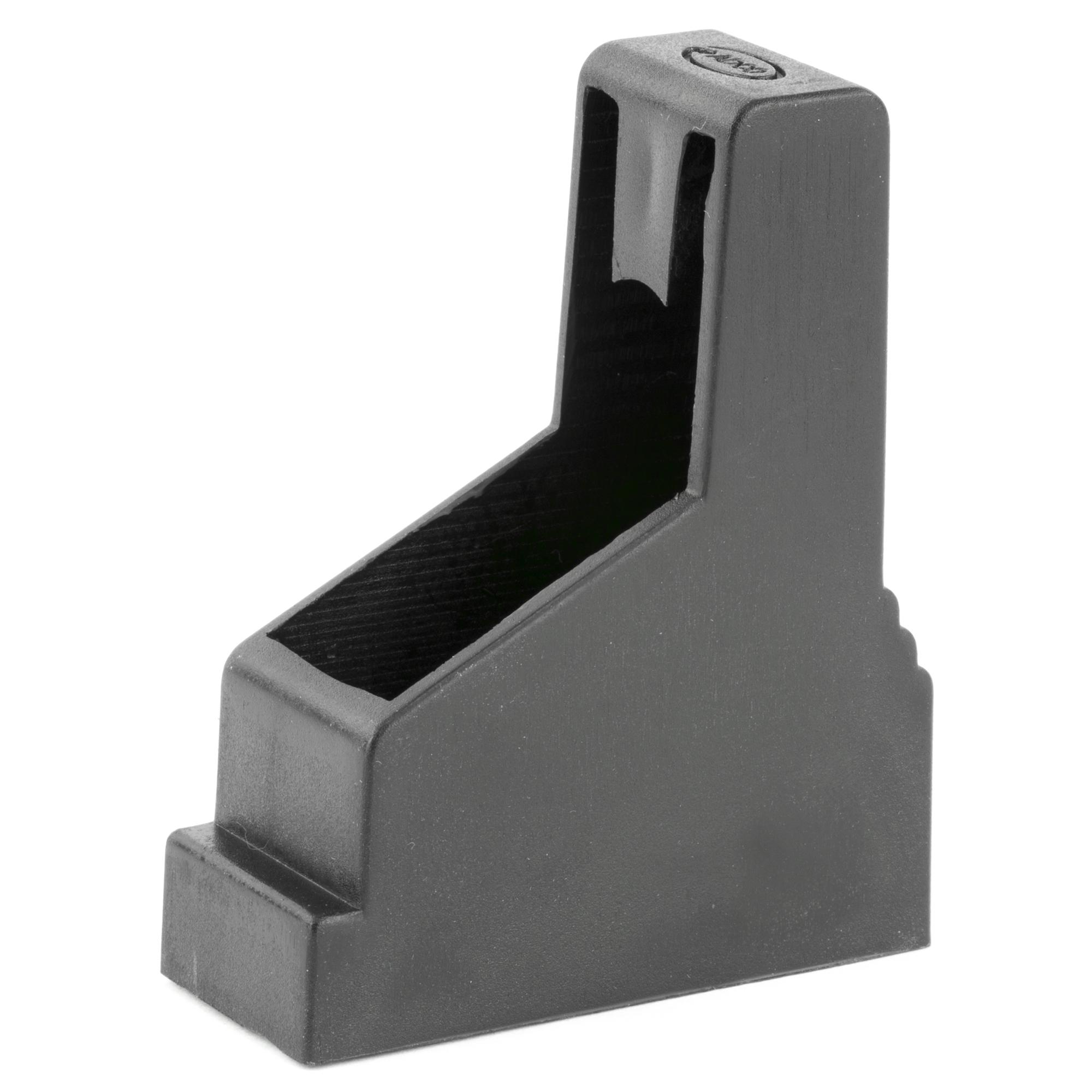 Black ADCO Super Thumb single stack magazine loader, angled view