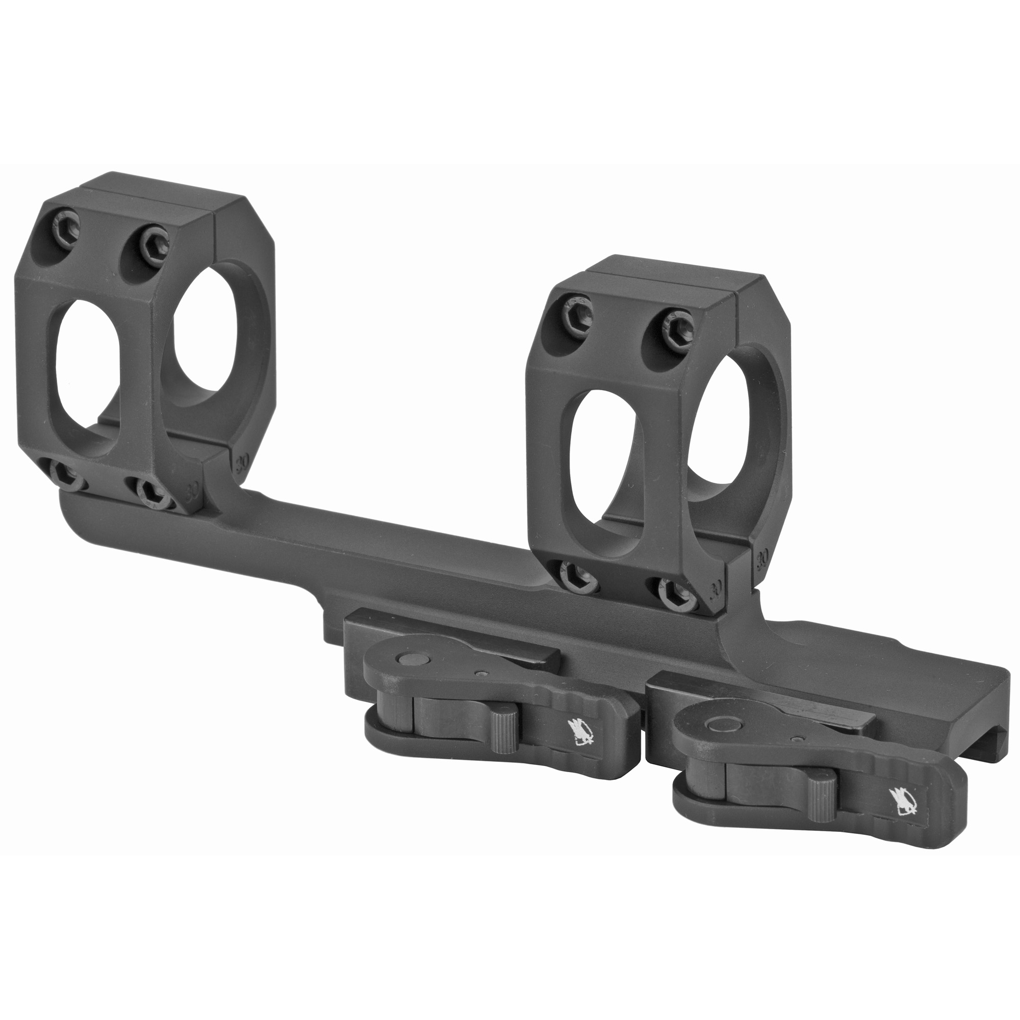 Black AD-RECON 30mm scope mount showing both dual QD levers
