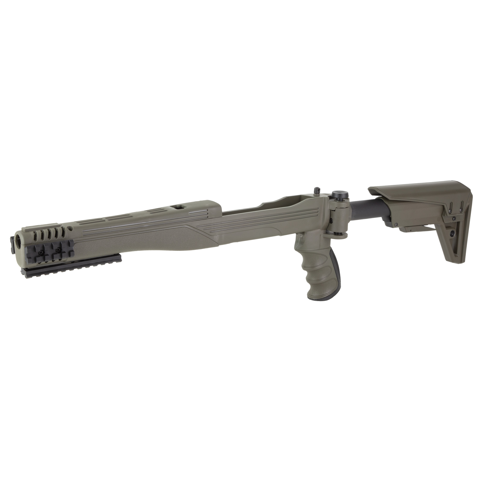 ATI Strikeforce Gen 2 stock for Ruger 10/22 in olive green, angled view