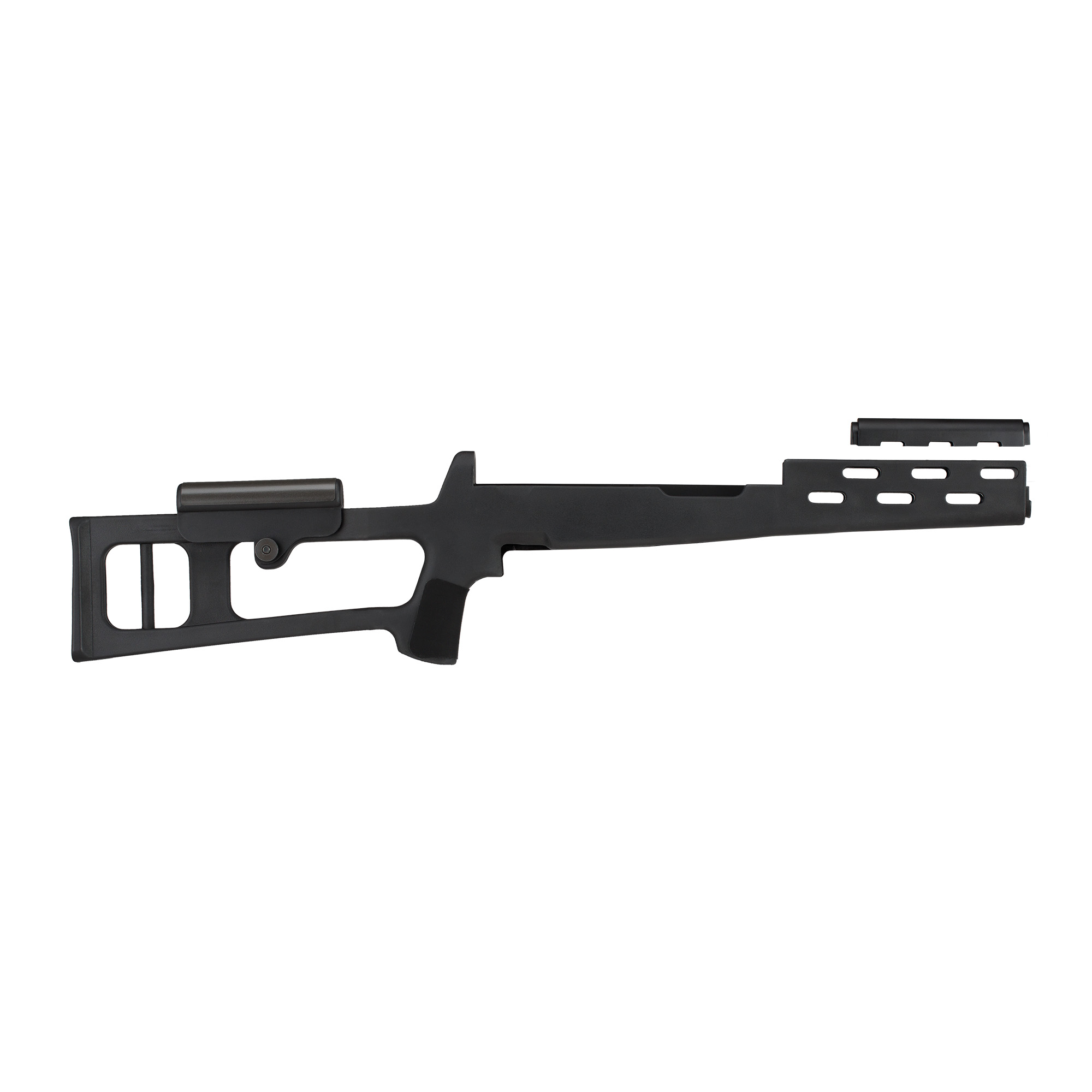 Black SKS thumbhole stock shown from the opposite side with forend rail piece