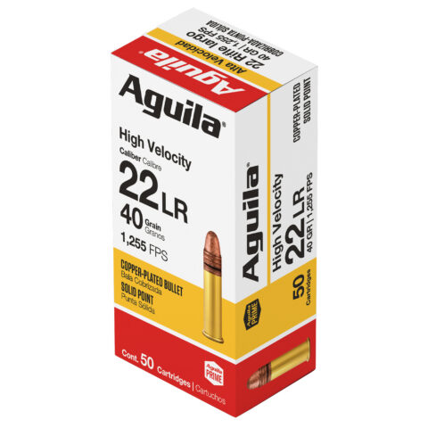 Aguila High Velocity .22 LR 40gr Solid Point, 50 Rounds