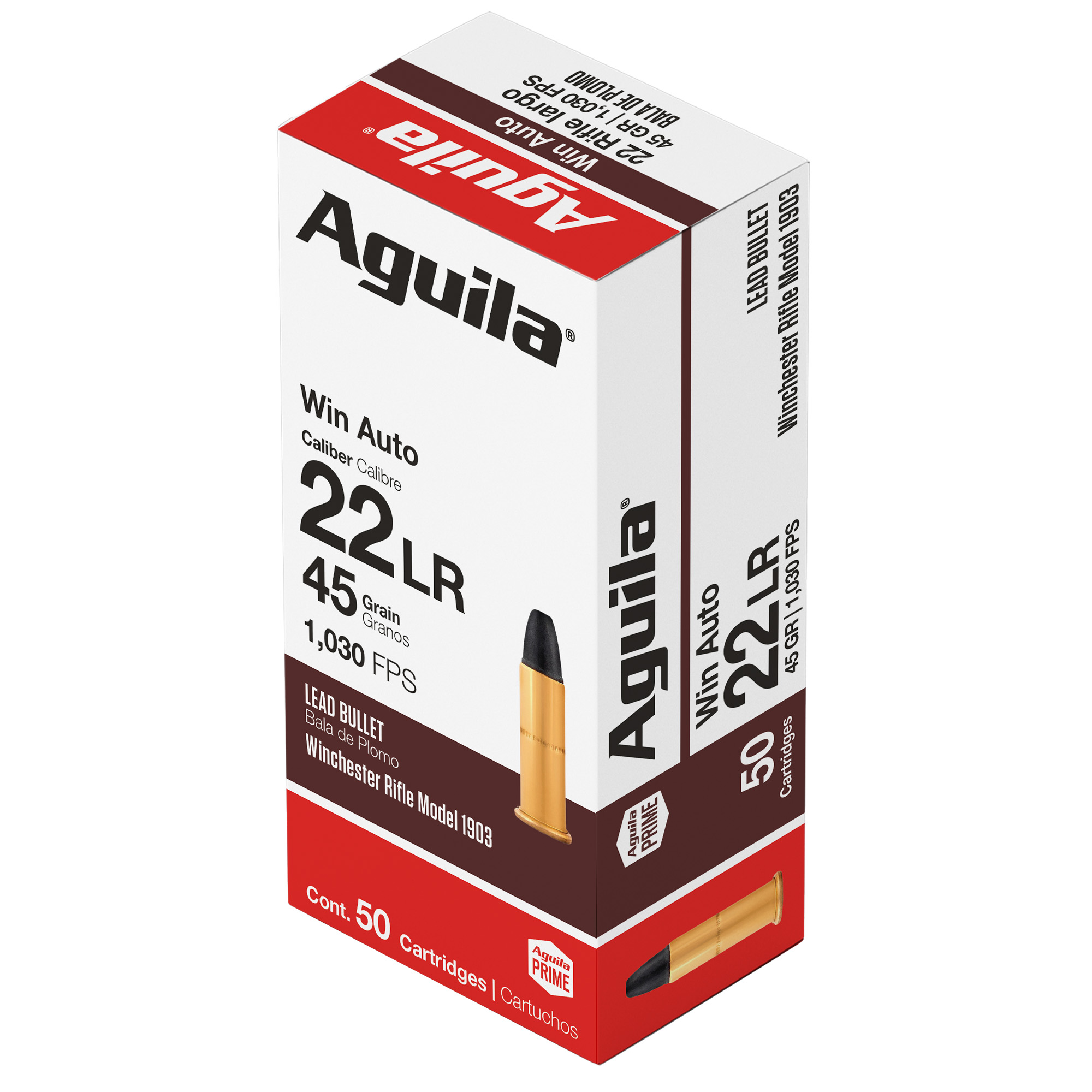 Aguila 22 LR 45 grain lead bullet ammunition 50-round box