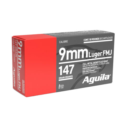 Aguila 9mm 147gr FMJ Flat Point, 50 Rounds