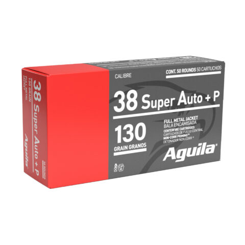 Aguila Ammunition 38 Super +P 130gr Full Metal Jacket, 50 Rounds