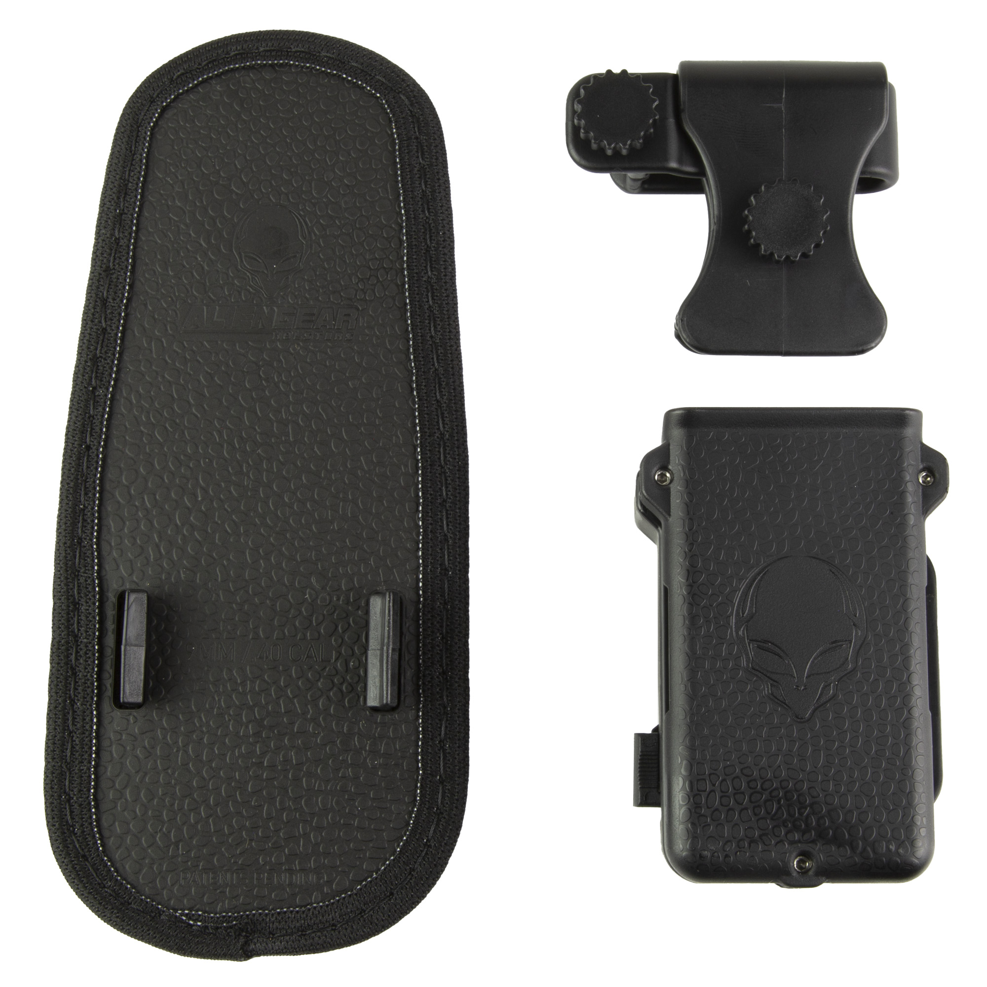 Alien Gear black single magazine carrier with belt clip and backing plate