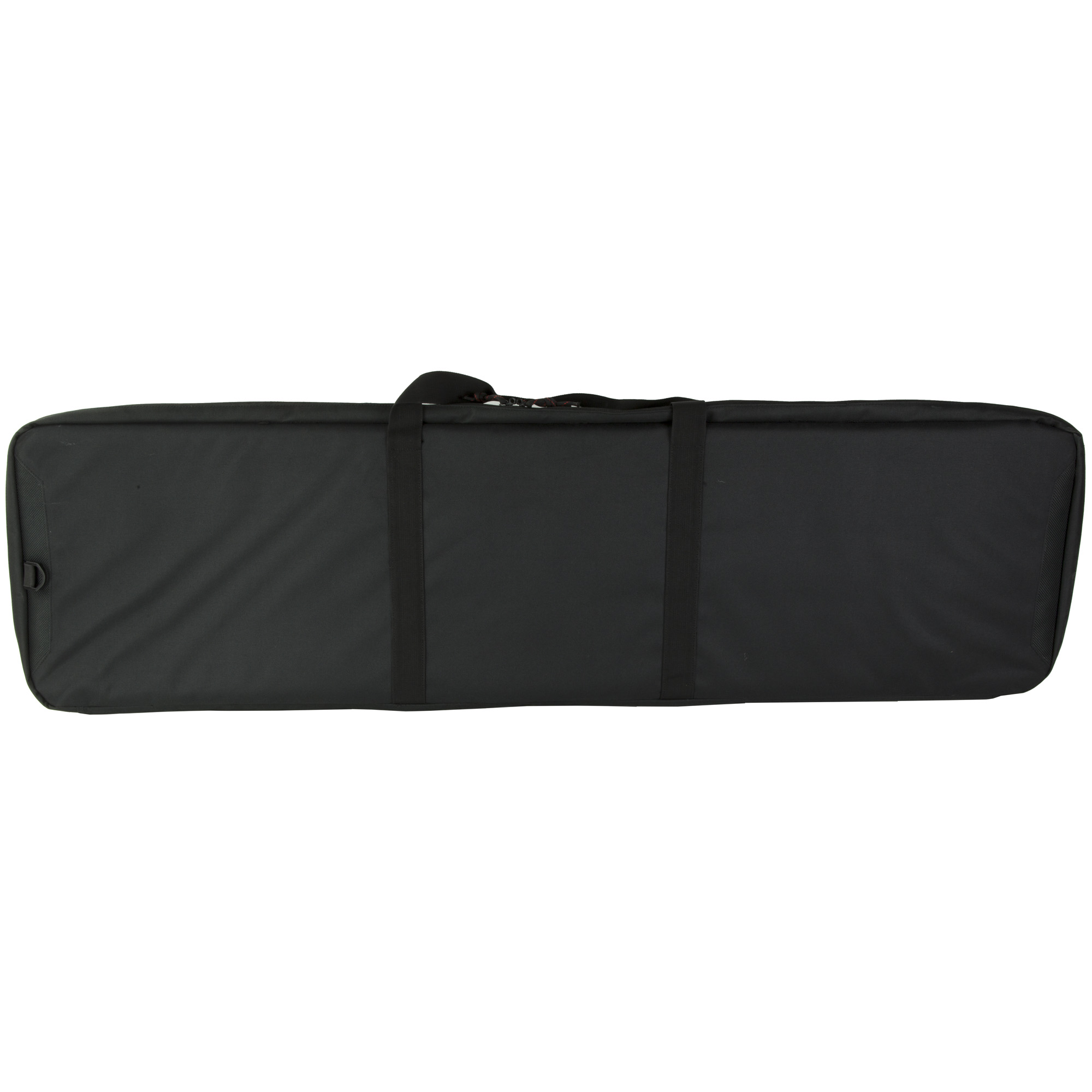 Black Allen Tac-Six rifle case, back view with shoulder strap