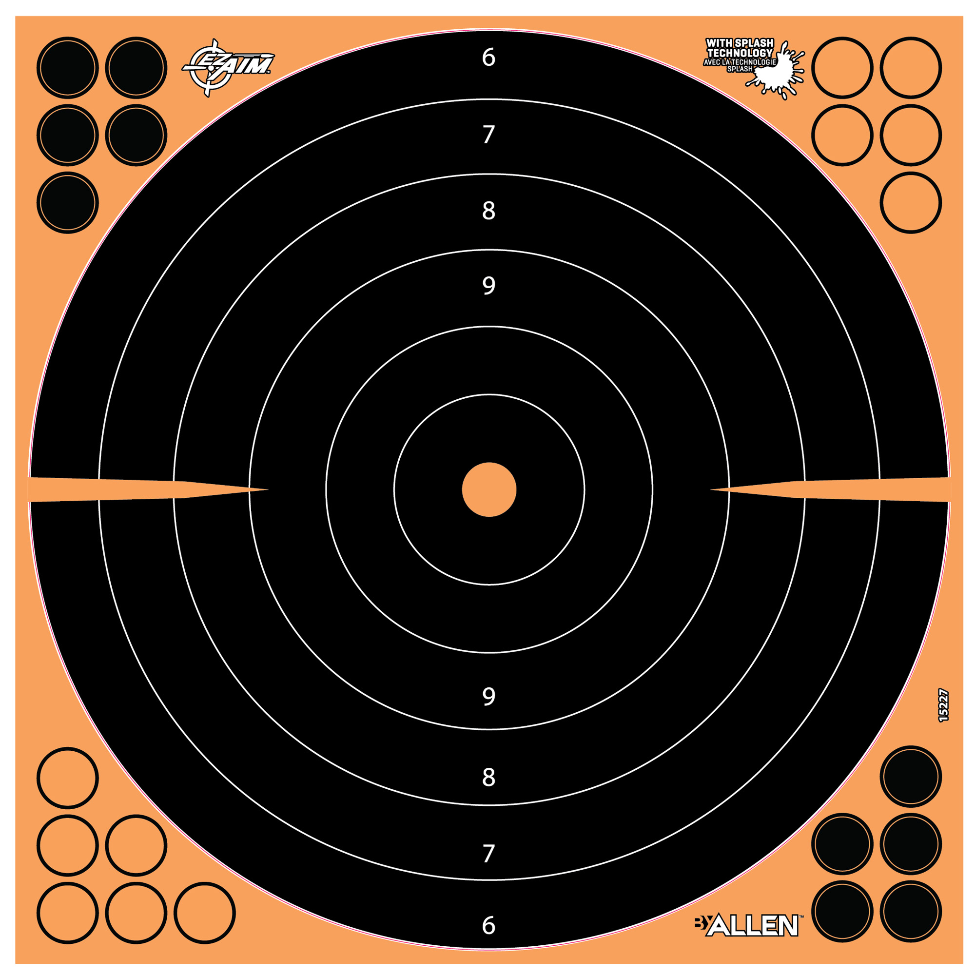 Allen EZ AIM 16x16 orange and black bullseye target with splash technology