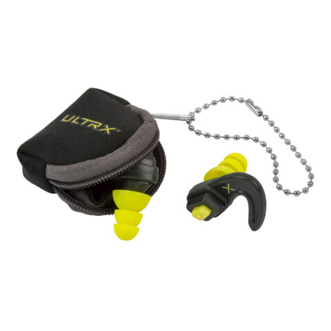 Allen ULTRX Shift Adjust Ear Plugs, Gray/Neon Yellow, Carrying Pouch