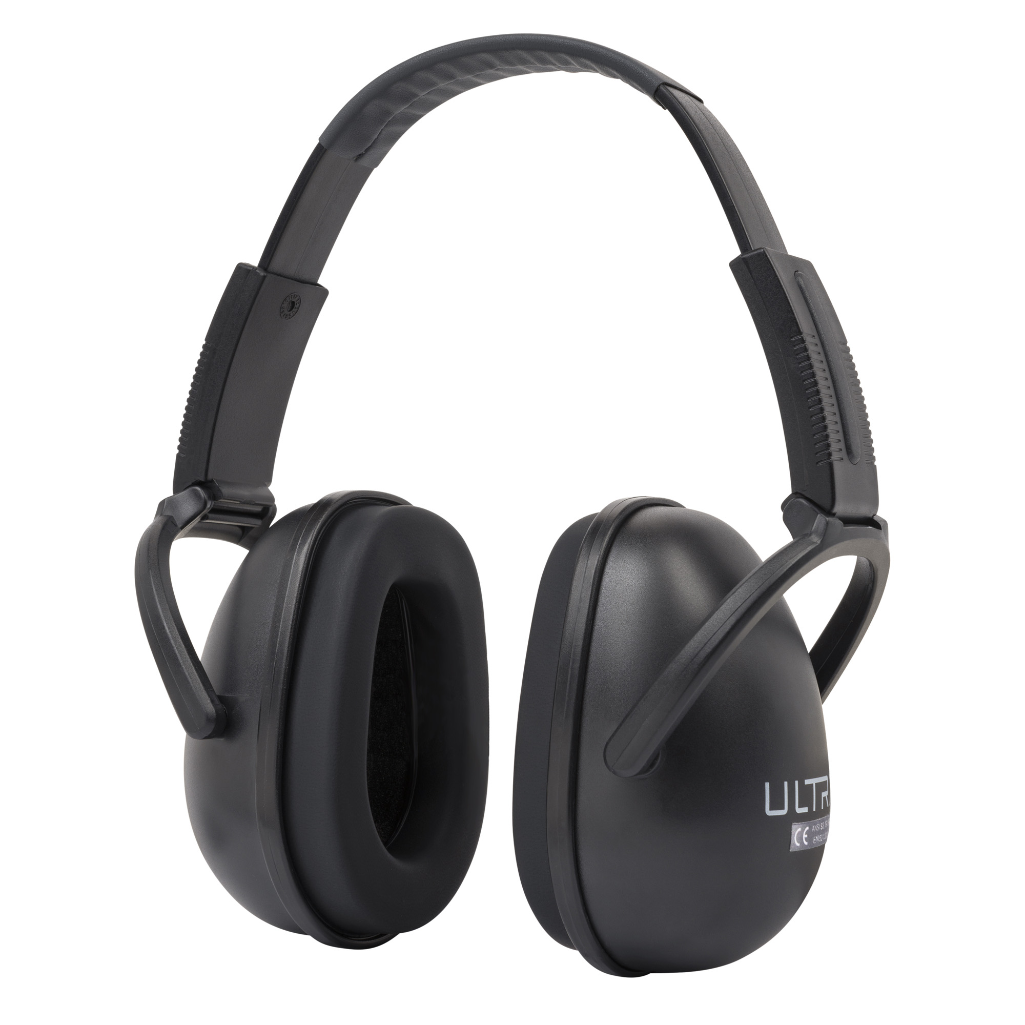 Black Allen ULTRX over-the-head earmuffs with padded ear cups and folding headband