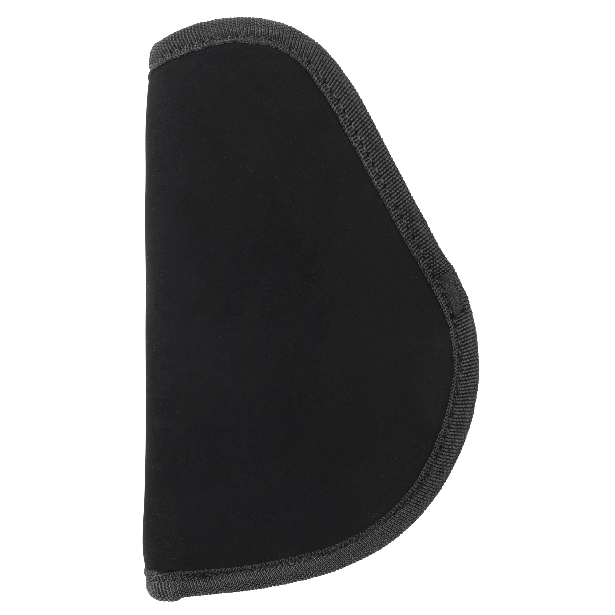 Black soft-shell inside-the-waistband holster with nylon binding, front view