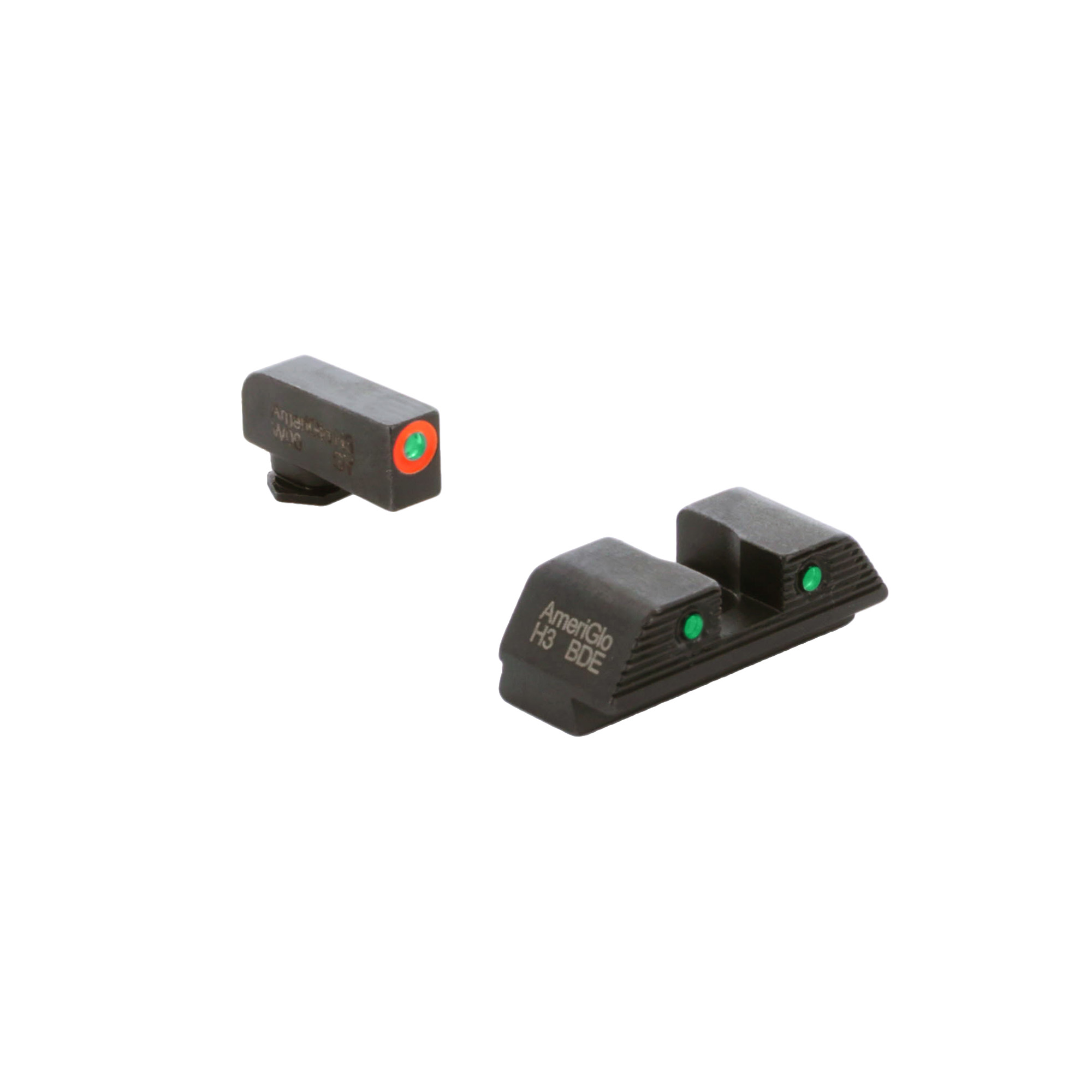 AmeriGlo Trooper night sight set with green front sight and orange outline and green rear sight