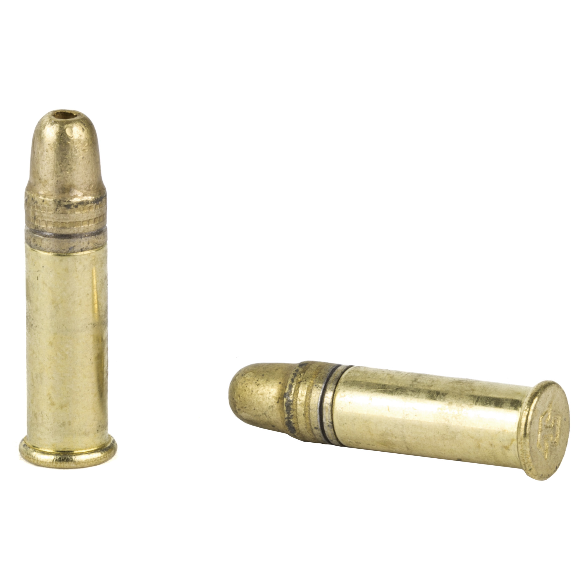 Two Armscor .22 LR cartridges shown up close on white background