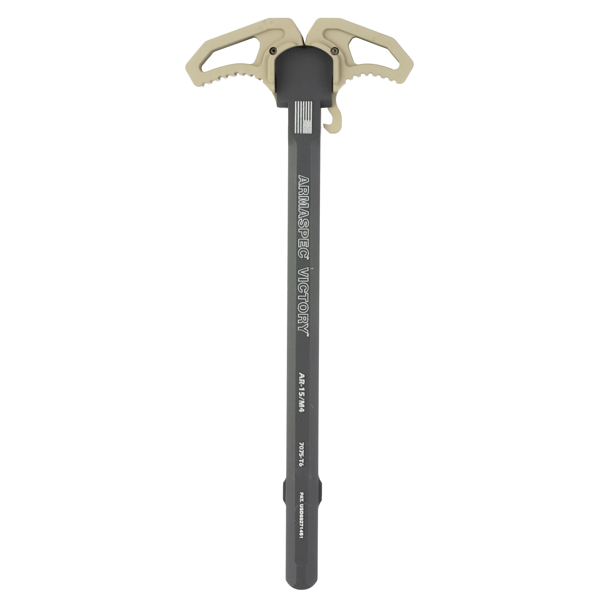 Armaspec Victory charging handle in Flat Dark Earth with dark shaft, AR-15/M4 marking