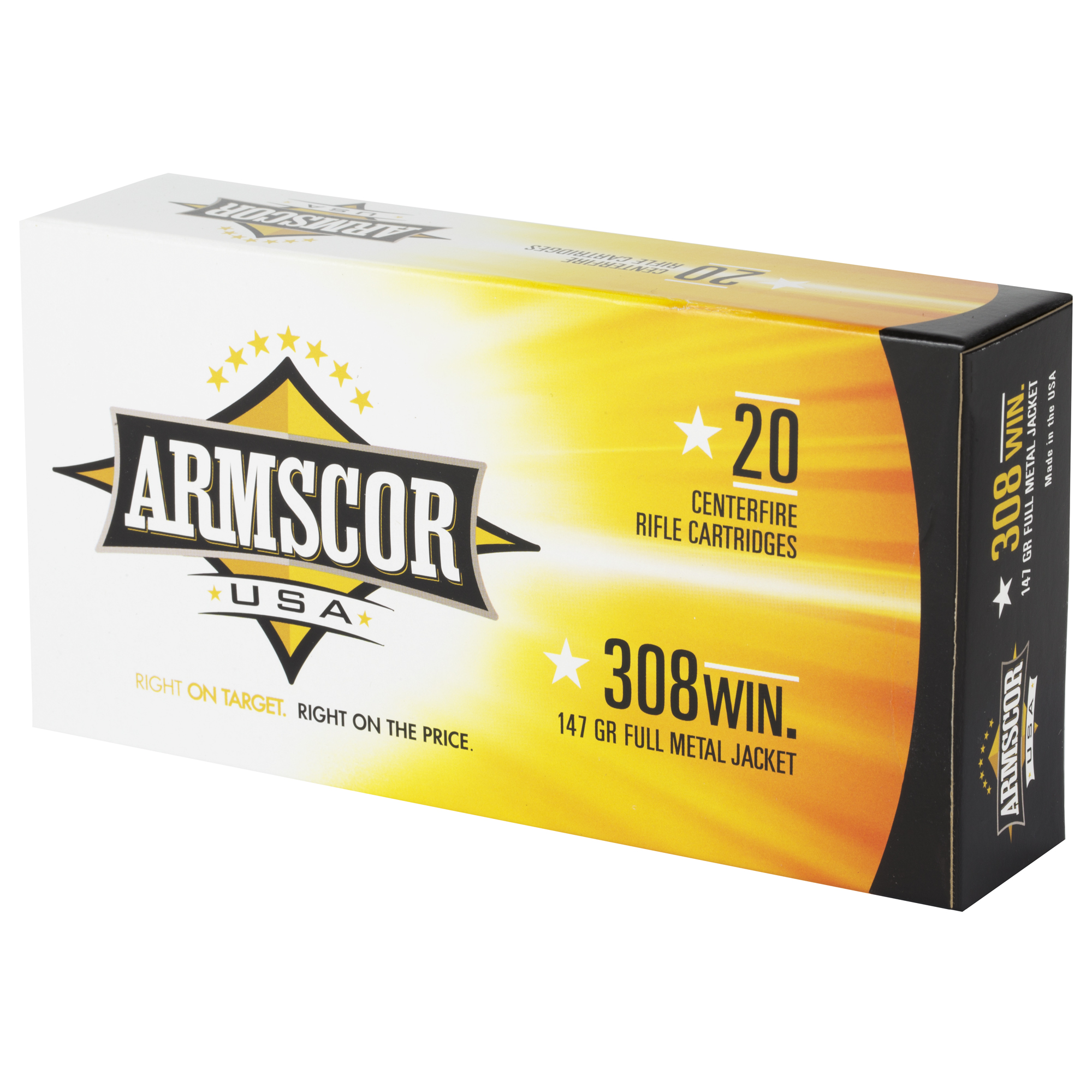 Armscor 308 Win 147 grain FMJ 20-round box, front angle