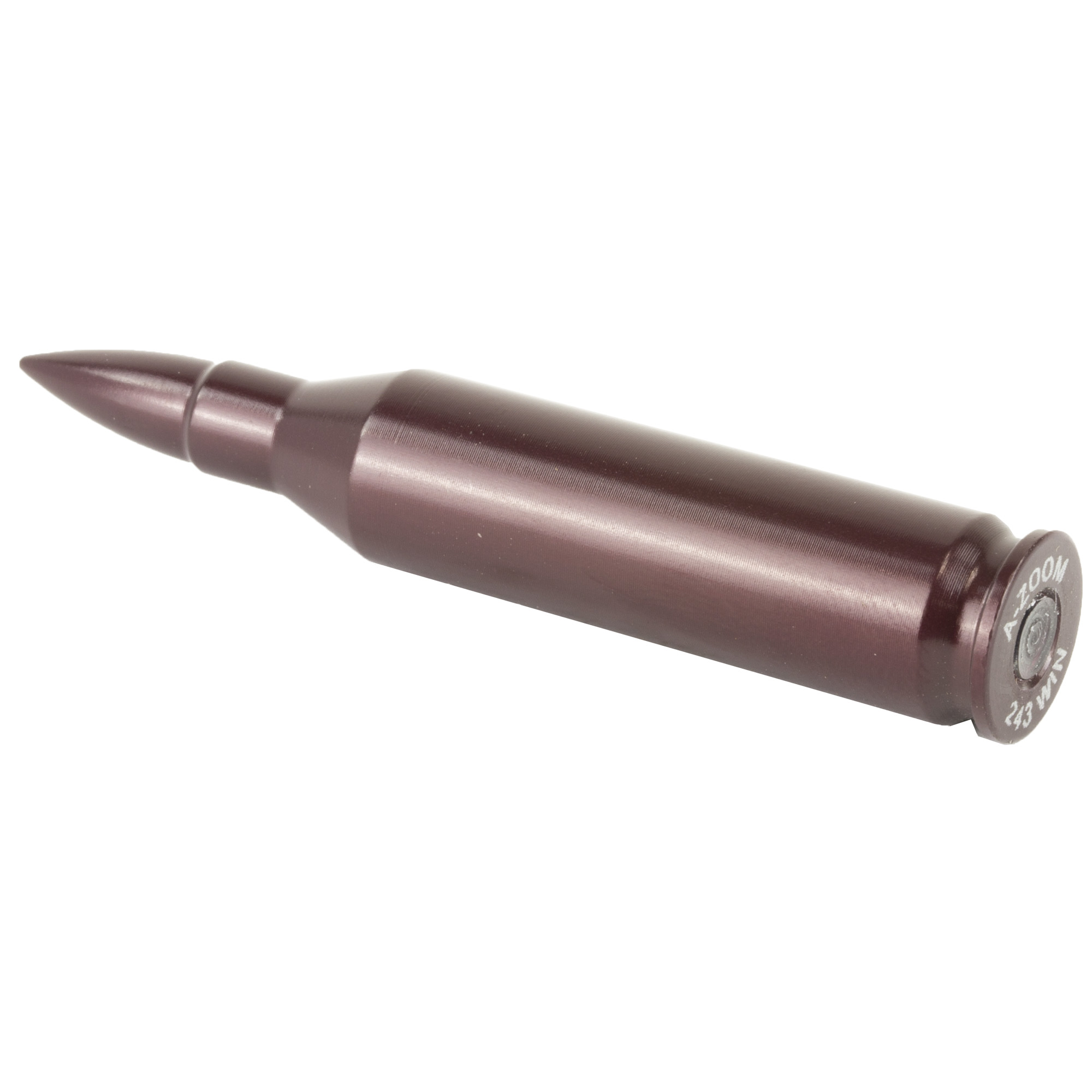 Single A-Zoom .243 Win snap cap lying on its side showing marked base