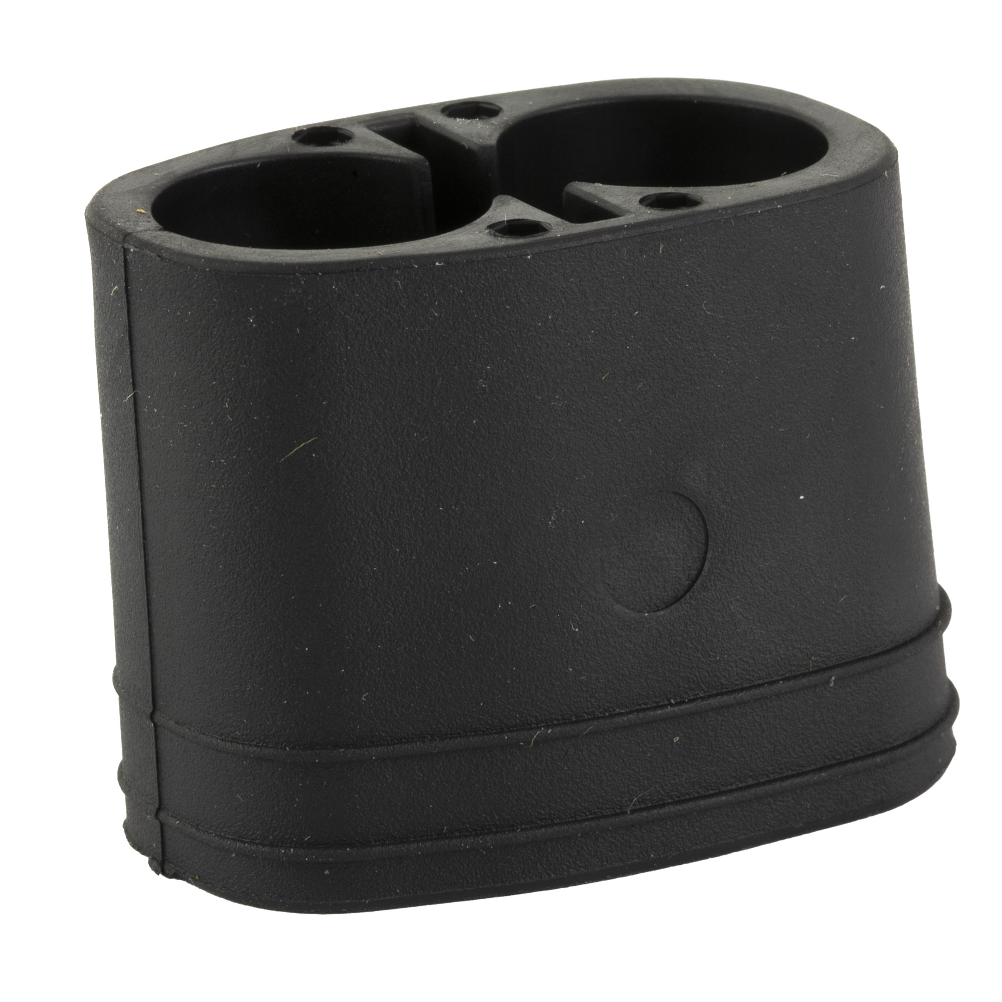 Black B5 Systems grip plug with two battery openings and a rubber base ring