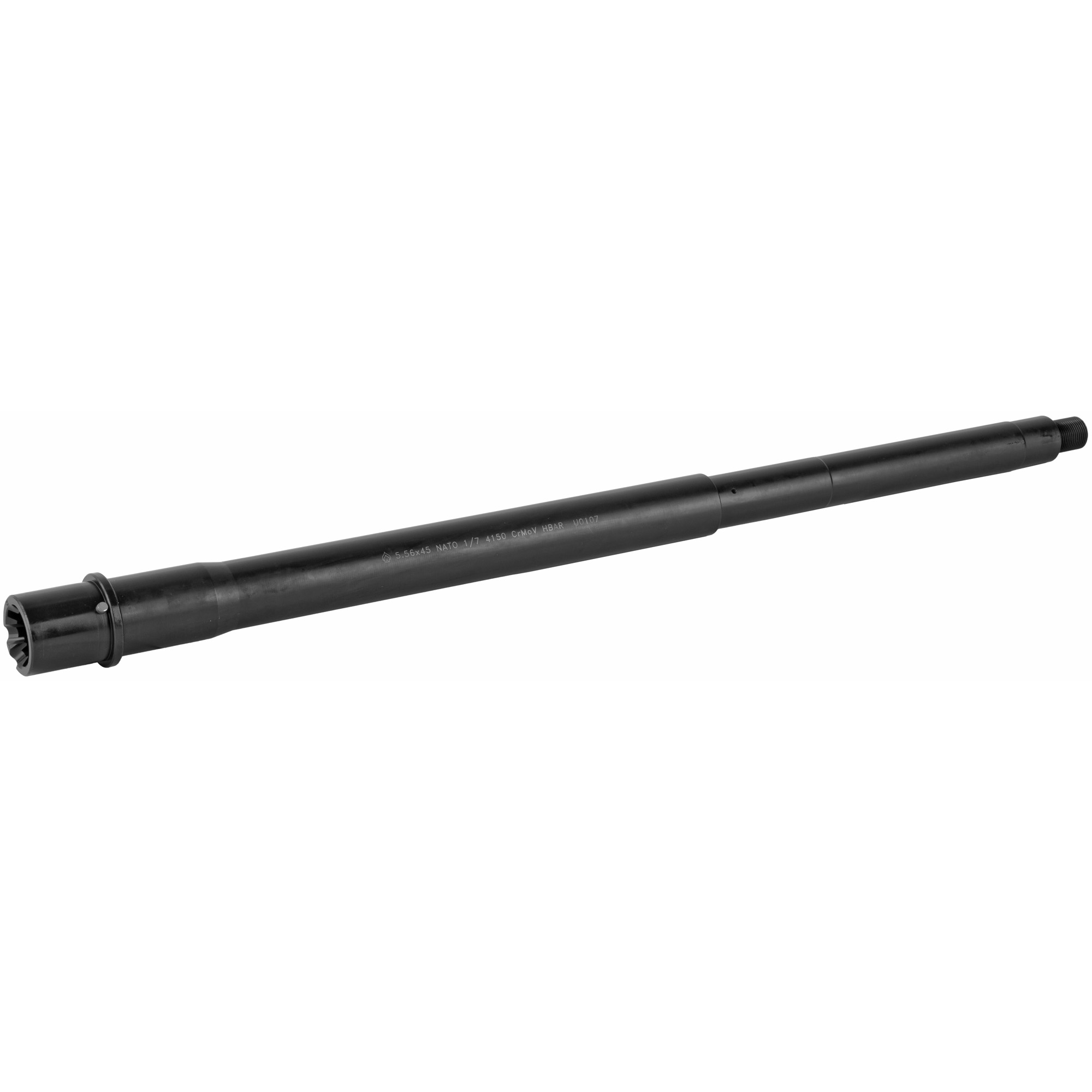 Ballistic Advantage 16 inch HBAR AR-15 barrel with black QPQ finish, angled view
