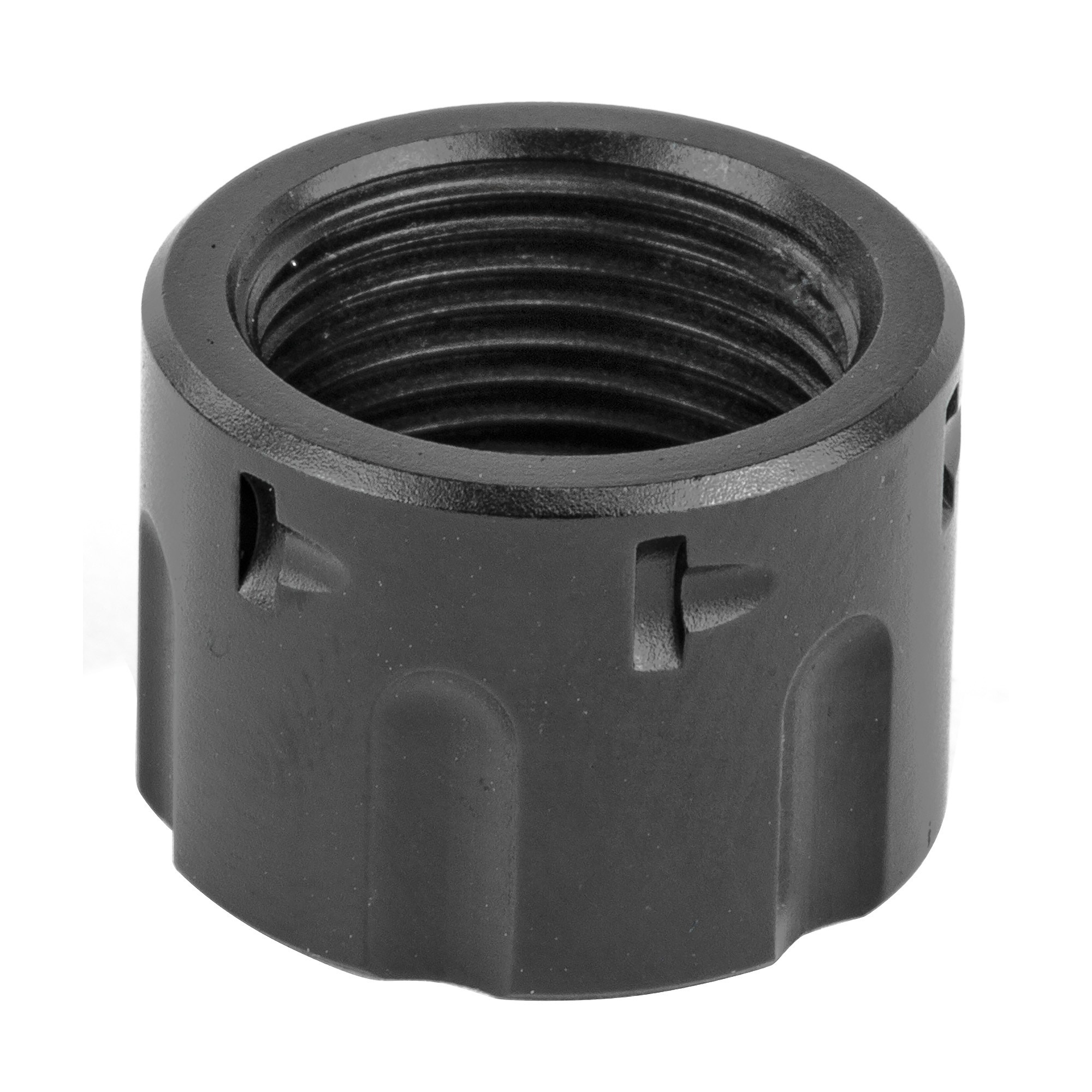Backup Tactical revolver cylinder thread protector, side view showing the knurled body