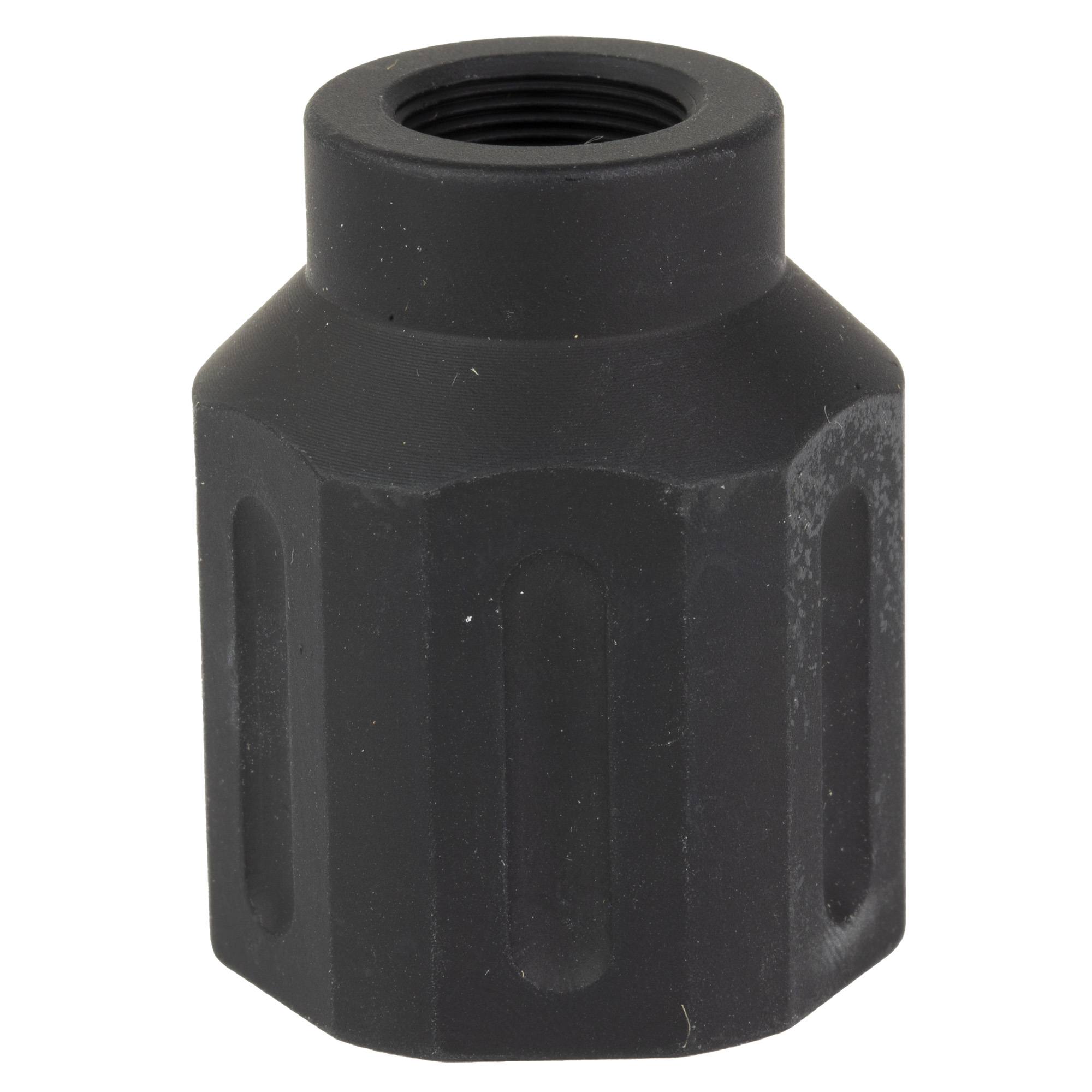 Black HEX flash can showing threaded rear end