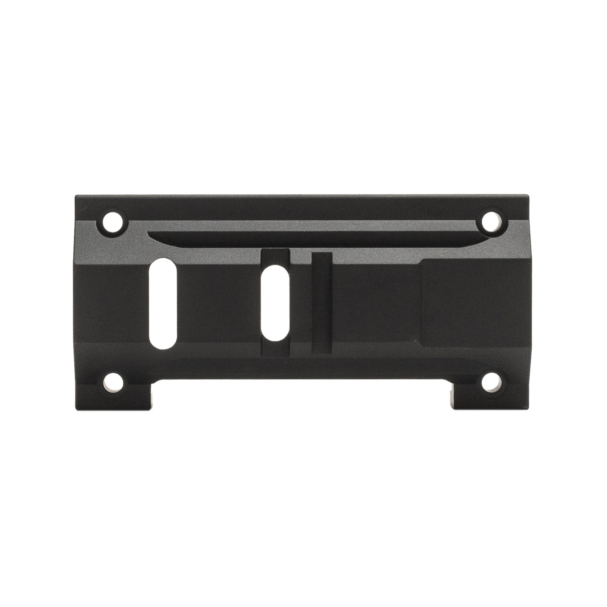 Black B&T low profile NAR mount with mounting holes and cross slots on a white background